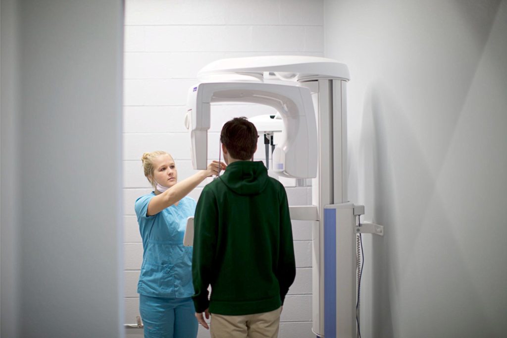 Patient having x rays taken
